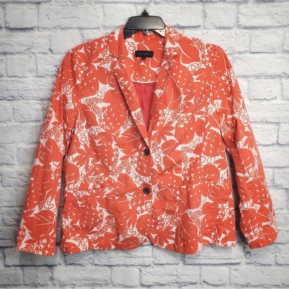 Talbots Orange and White Floral Blazer - Picture 1 of 5